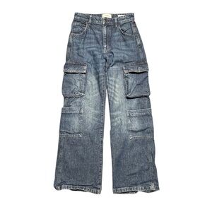 Cotton On Cargo Wide Leg Jeans Women's Sz 4 Loose Baggy Recycled Cotton Casual